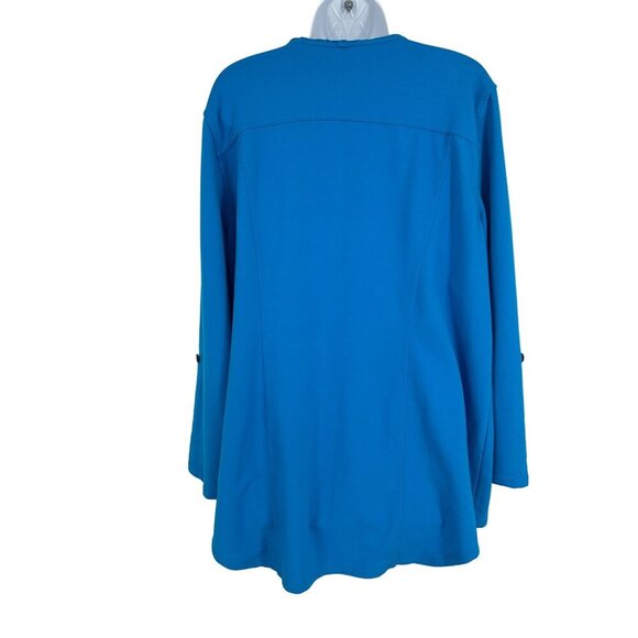 Susan Graver Resort Bright Blue French Terry Jacket or Cover Up with Hood Sz 1X - Picture 6 of 11